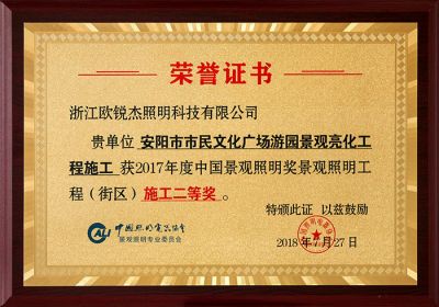 安阳市市民广场亮化施工二等奖